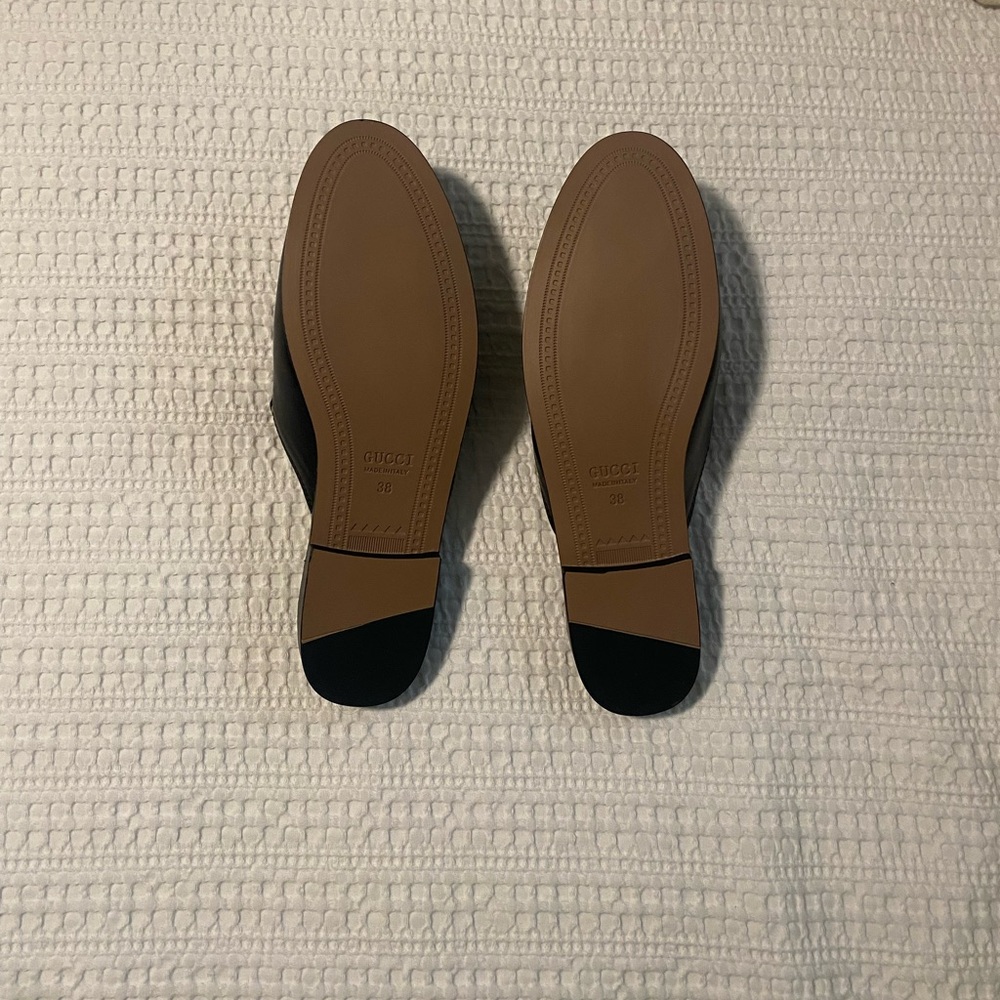 Black Leather Mules with Gold Accents - Picture 4 of 4